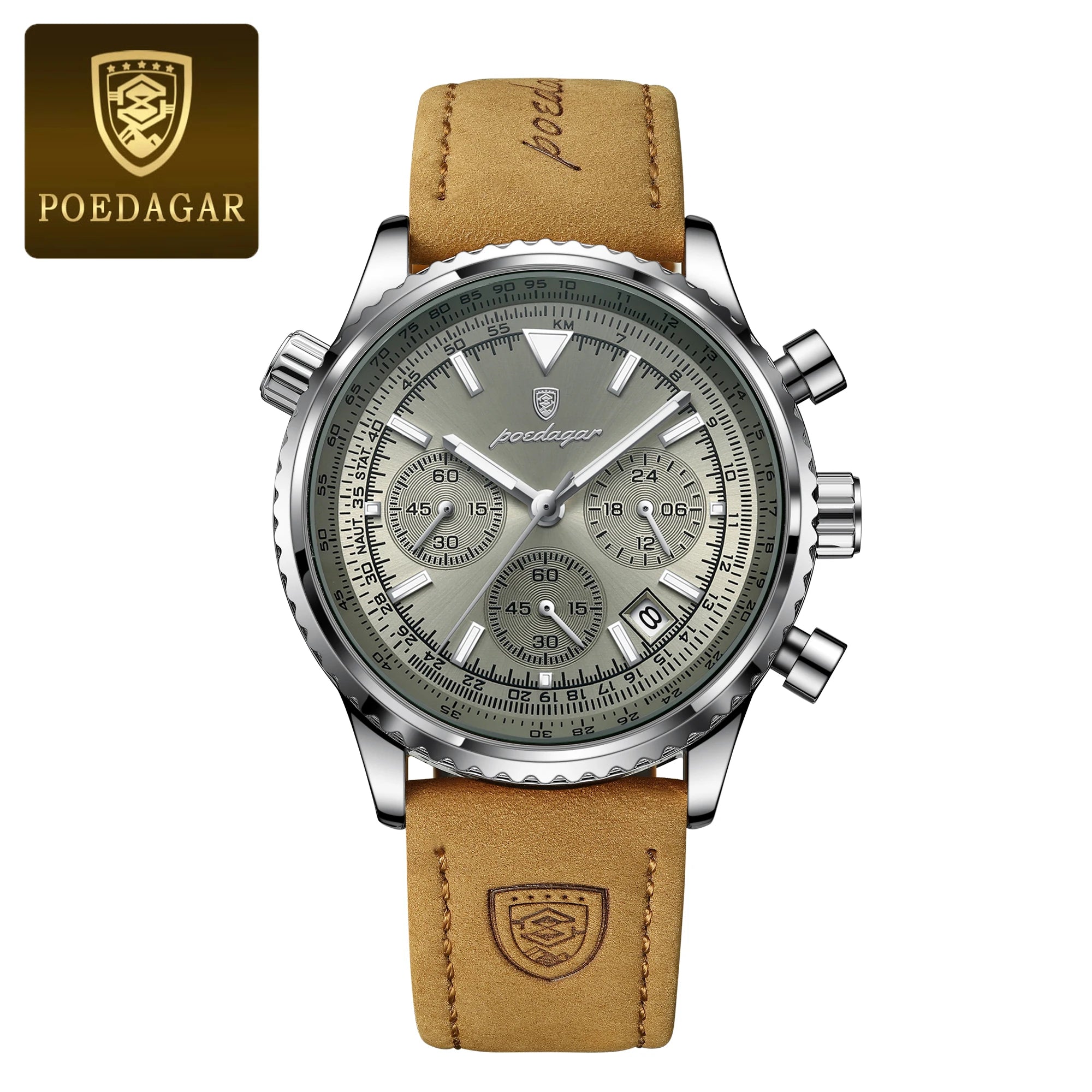 POEDAGAR Luxury Men Watch Waterproof Luminous Calendar Chronograph Sports Man Wristwatch Leather Men's Quartz Watches Male Reloj