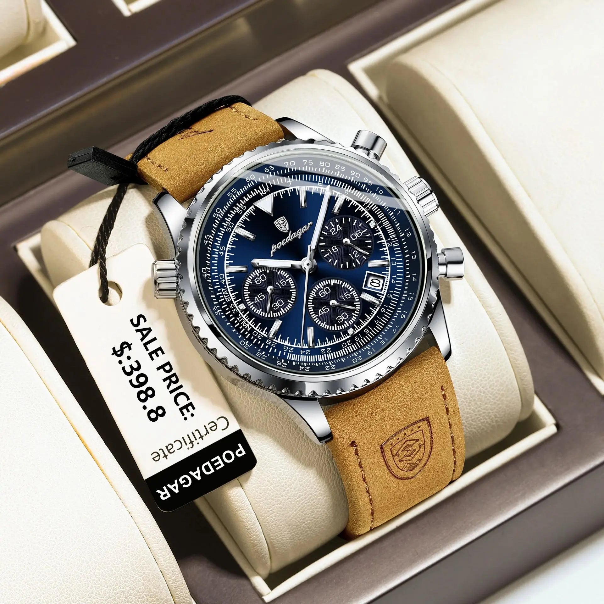 POEDAGAR Luxury Men Watch Waterproof Luminous Calendar Chronograph Sports Man Wristwatch Leather Men's Quartz Watches Male Reloj