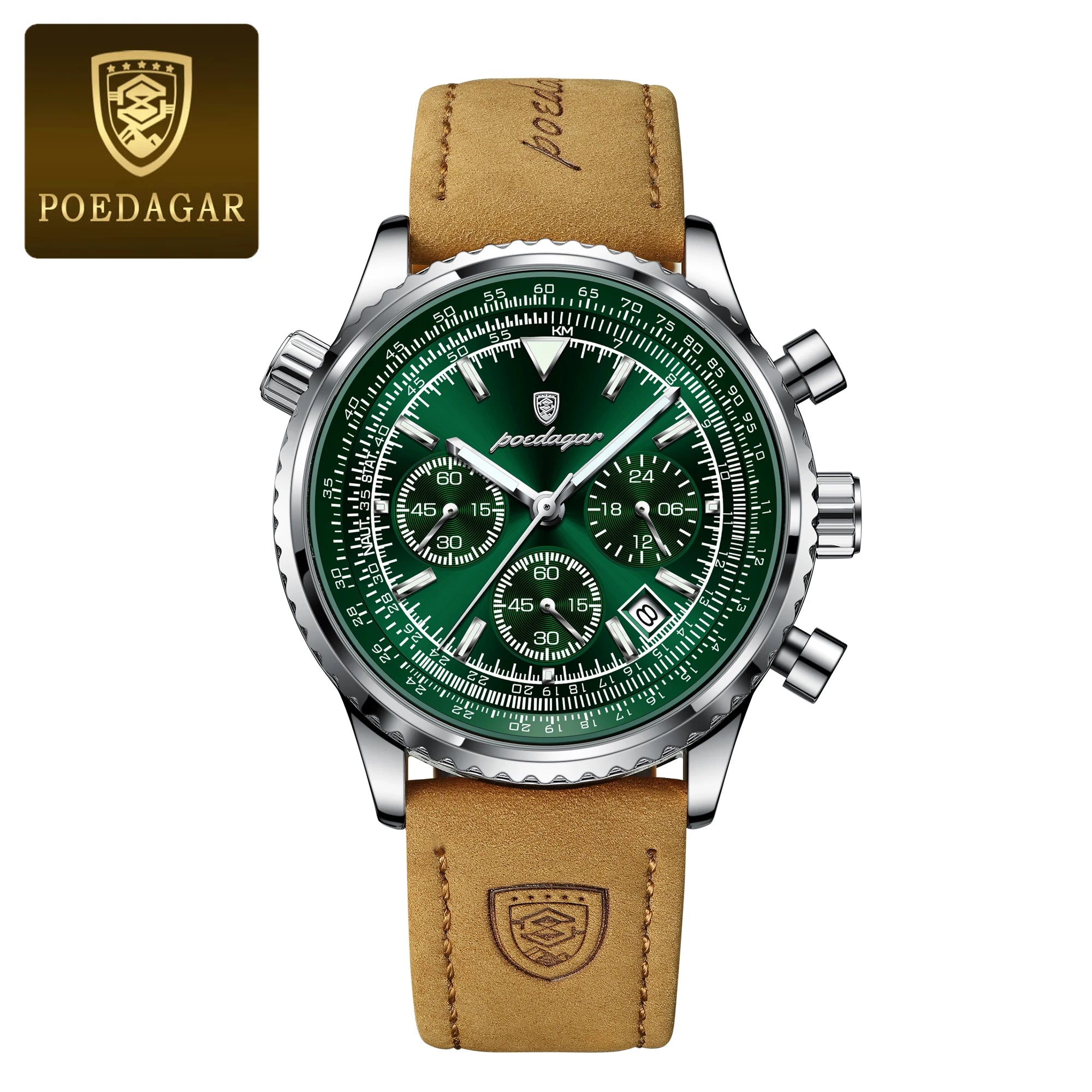 POEDAGAR Luxury Men Watch Waterproof Luminous Calendar Chronograph Sports Man Wristwatch Leather Men's Quartz Watches Male Reloj