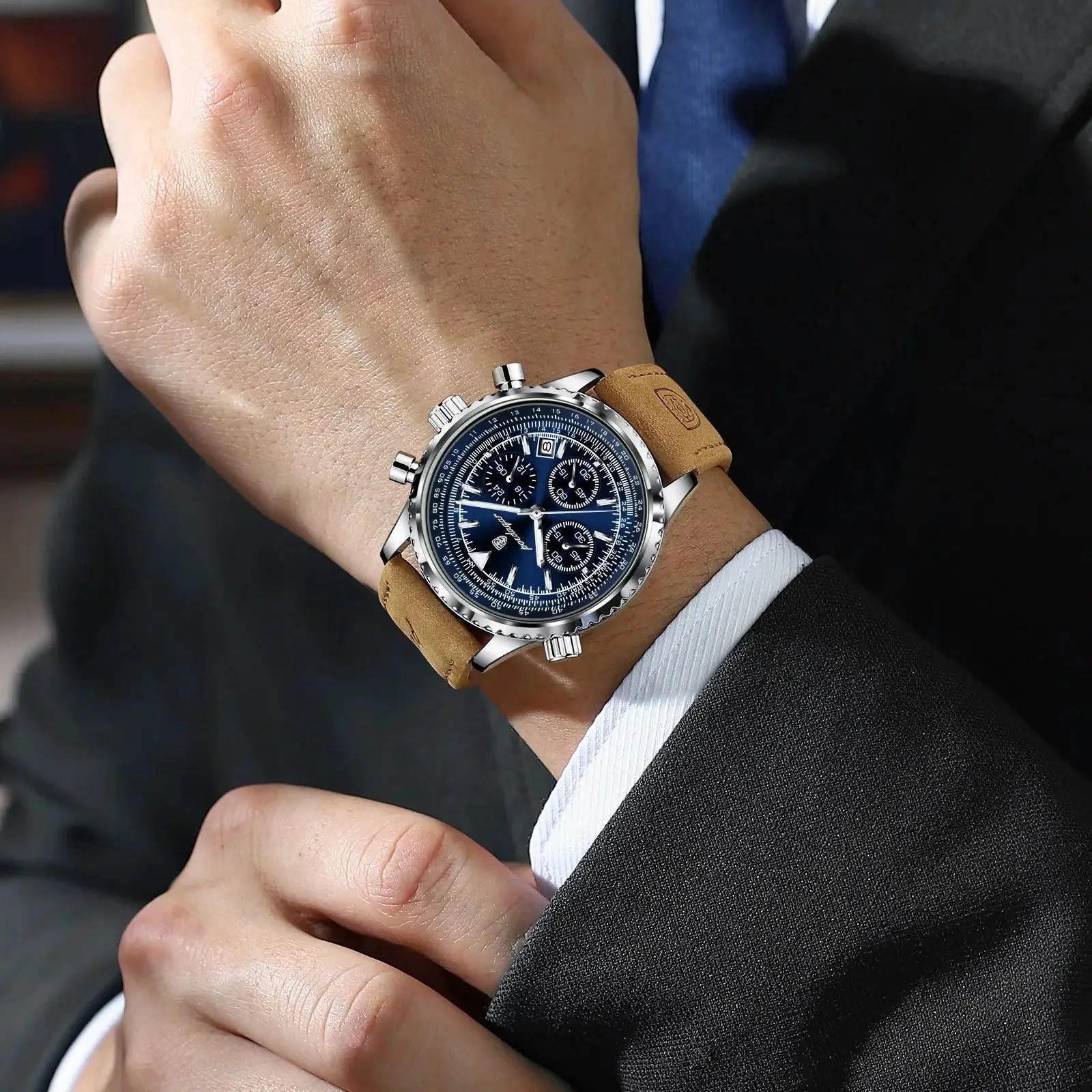 POEDAGAR Luxury Men Watch Waterproof Luminous Calendar Chronograph Sports Man Wristwatch Leather Men's Quartz Watches Male Reloj